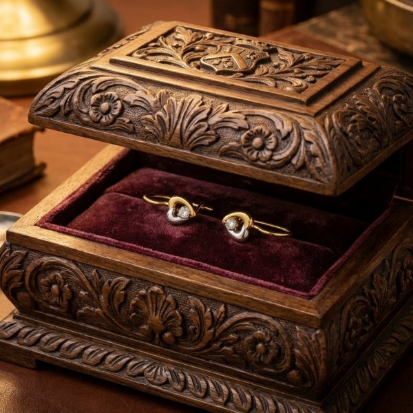 Kolczyki serca kolor złoto 585 