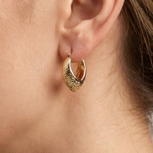 Kolczyki kontur kropli grawerowany złoto 585 