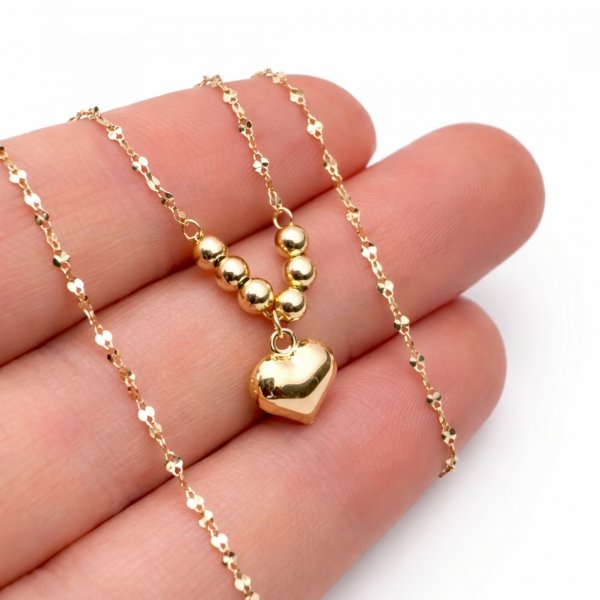 Naszyjnik z sercem i kulami złoto 585