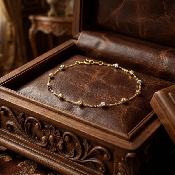 Bransoletka Kolorowe kuleczki 19 cm  złoto 585