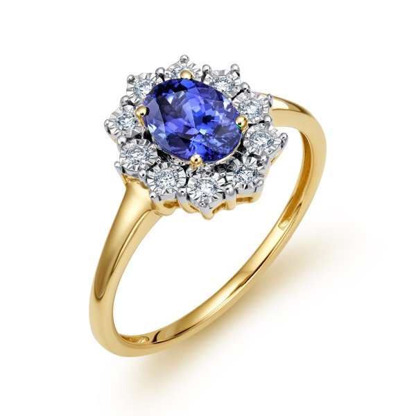 Pierścionek R.19 diamenty 10/0.13ct złoto 585 