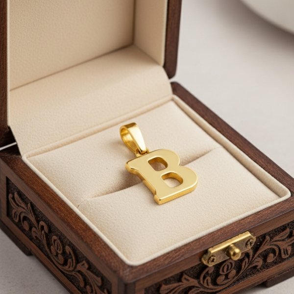 Wisior litera B gładka drukowana złoto 585 