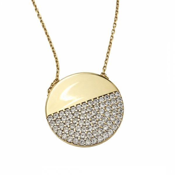 Naszyjnik koło z kamieniami złoto 585