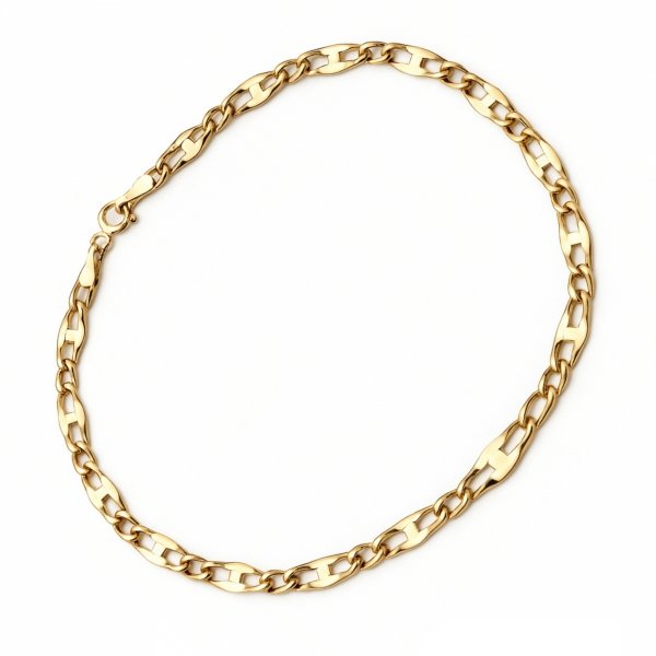 Bransoletka 21cm figaro z blaszka złoto 585