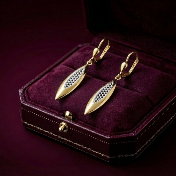 Kolczyki długie groty kolor złoto 585 