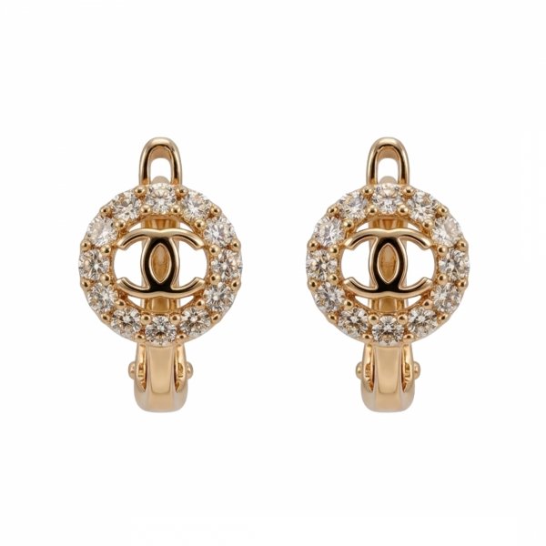 Kolczyki koło z kamieni ze splecioną formą złoto 585