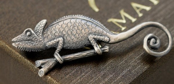 Broszka kameleon art srebro rod 925 