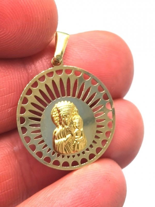 Medalik promienie Matka Boska złoto 585