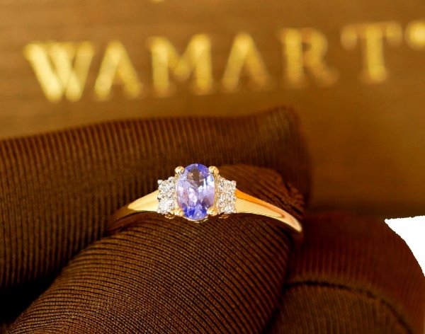  Pierścionek R.15 diamenty 4/0.08ct TANZANIT złoto 585 