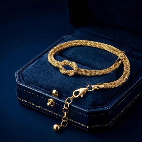 Bransoletka wężowa z finezyjną pętlą 20cm złoto 585 