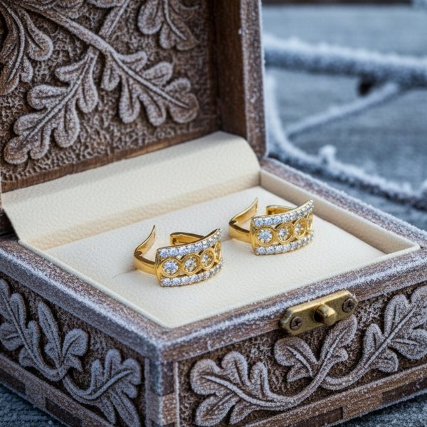 Kolczyki angielskie ażur gwóźdź złoto 585