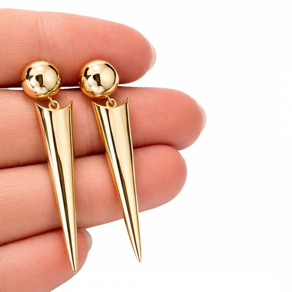 Kolczyki sztyft przestrzenne groty złoto 585 