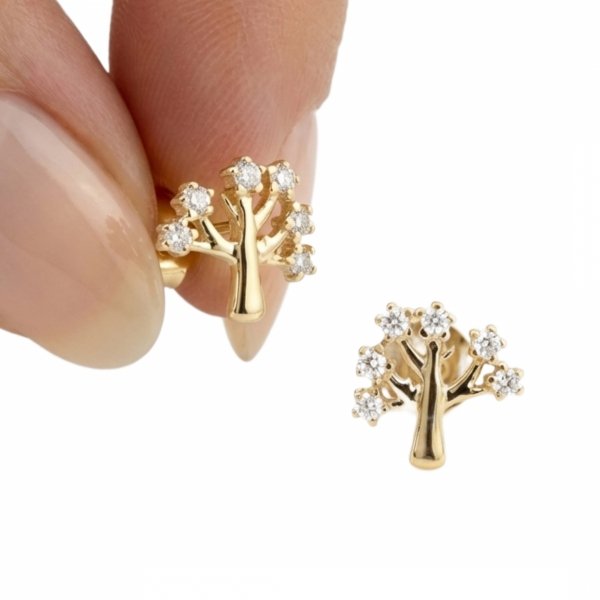 Kolczyki drzewko szczęścia z kamieniami złoto 585