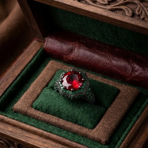 Pierścionek z kamieniami srebro 925 ROD i OKSYD