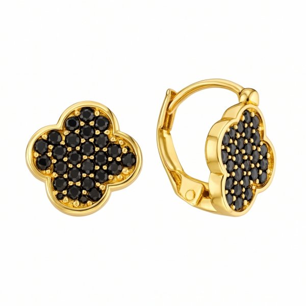 Kolczyki okazałe marokańska koniczyna złoto 585