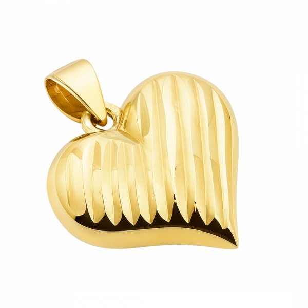 Zawieszka 3D serce grawer cięty złoto 585 