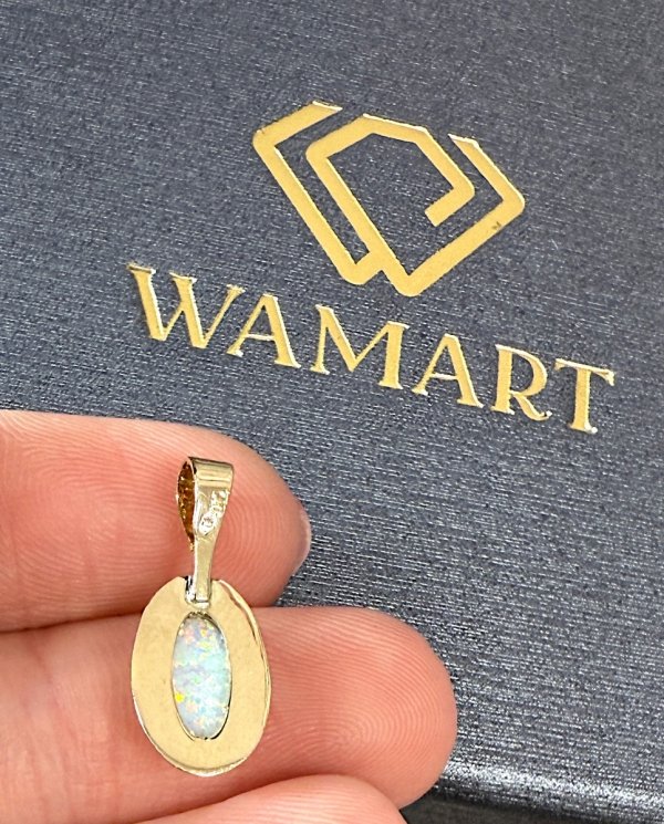Wisior retro OPAL 2cm złoto 585 
