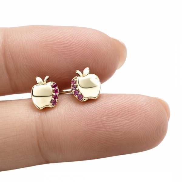 Kolczyki jabłka sztyft złoto 585