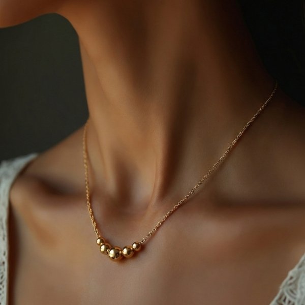 Naszyjnik z pięcioma kulami złoto 585