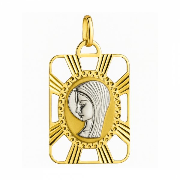 Medalik kwadrat wizerunek Matka Boska złoto 585