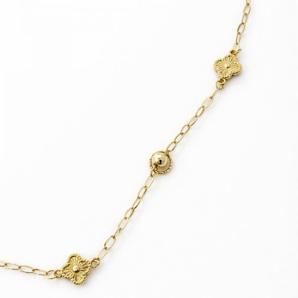 Naszyjnik z motywem koniczyny i kulami złoto 585
