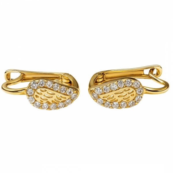 Kolczyki skrzydła zapięcie angielskie złoto 585 