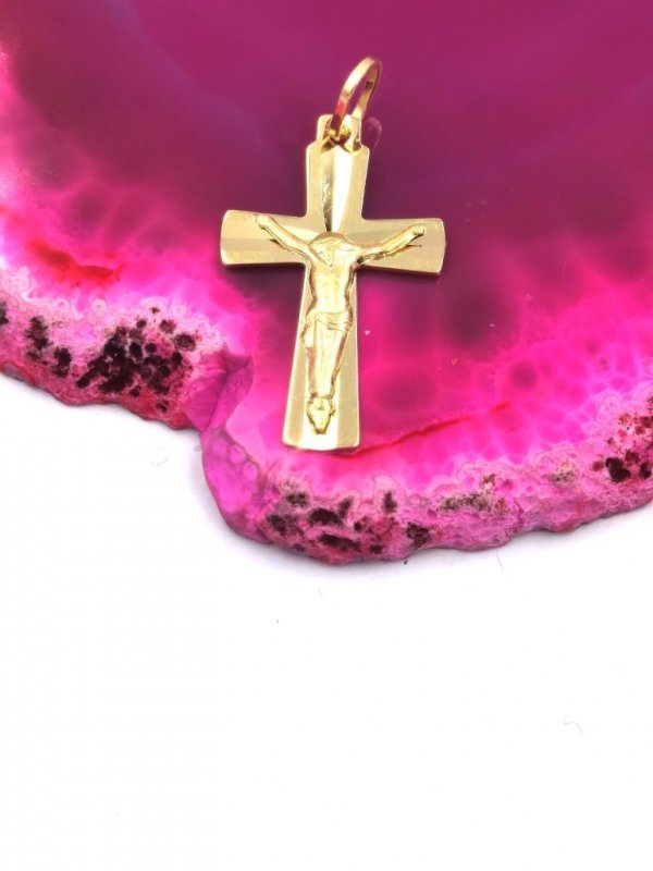 Krzyż z wizerunkiem 3D złoto 585