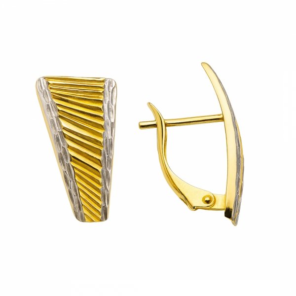 Kolczyki skośne muszle kolor  złoto 585 