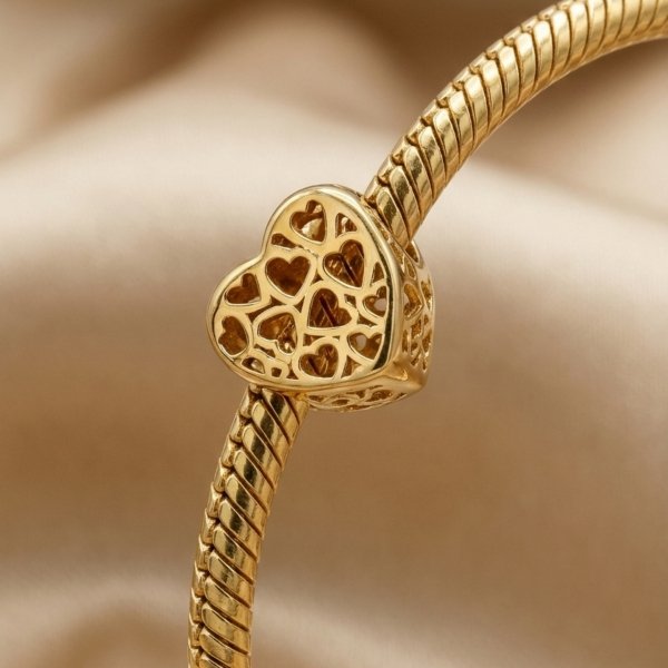 Przewieszka serce 3D ażurowe złoto 585 