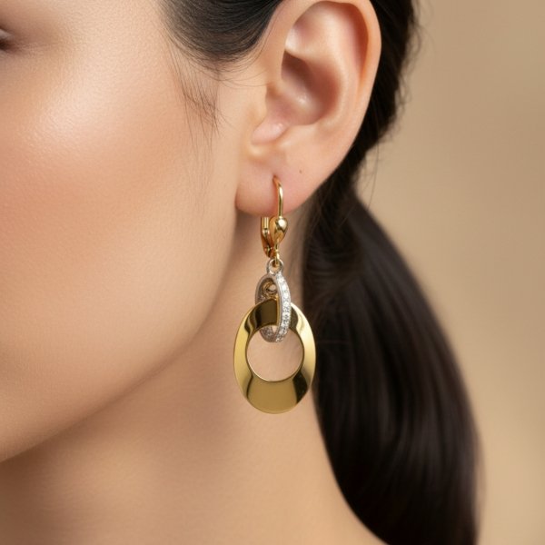 Kolczyki z motywem ogniw i kamieniami złoto 585 