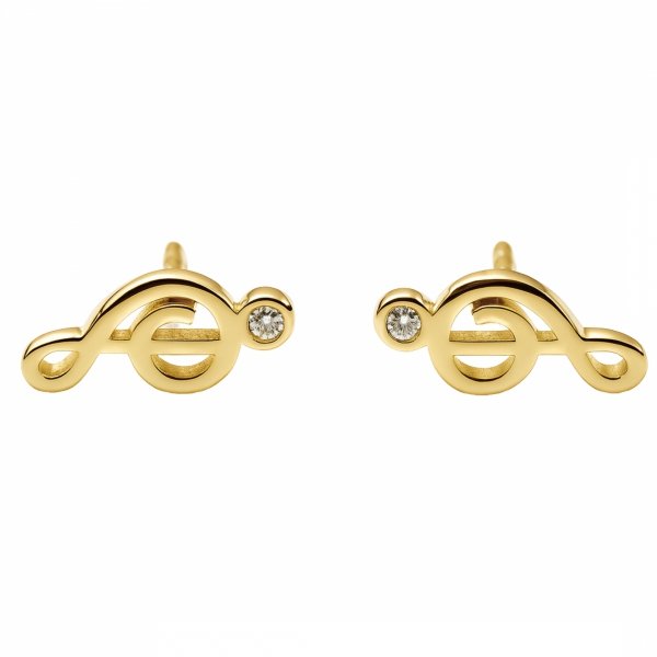 Kolczyki sztyft z motywem klucza wiolinowego złoto 585