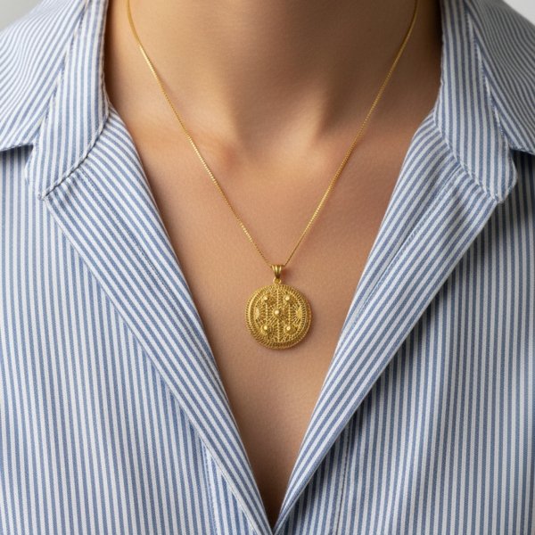 Zawieszka ażurowa boho złoto 585 