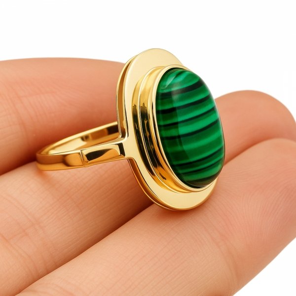 Pierścionek z malachitem złoto 585