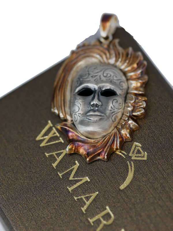  Wisior maska wenecka duża  artystyczne srebro 925 rod