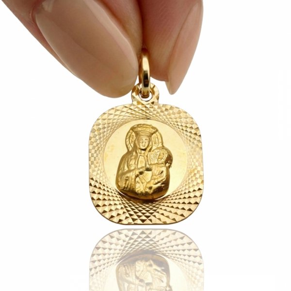 Kwadratowy medalik z wizerunkiem złoto 585