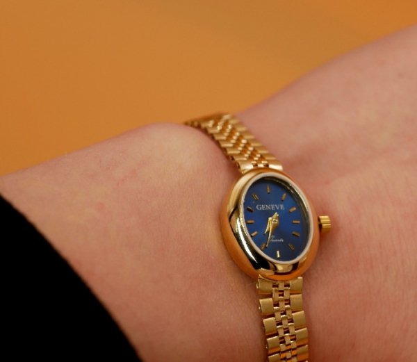 Zegarek złoty 19cm szafirowa tarcza złoto 585