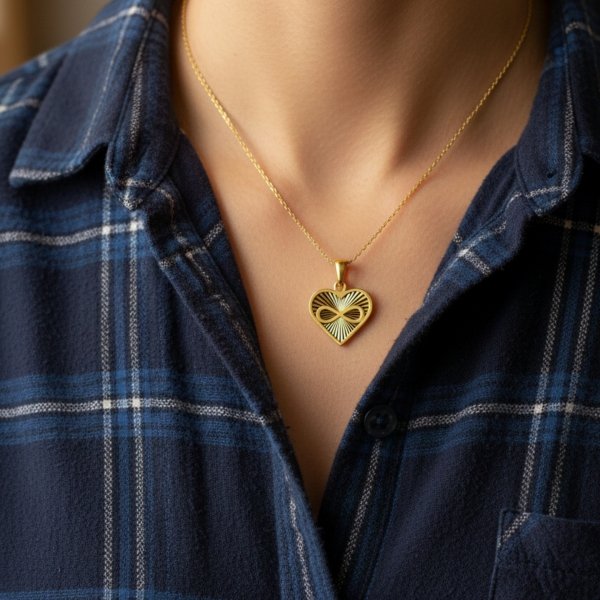 Wisior serce ze znakiem nieskończoności złoto 585