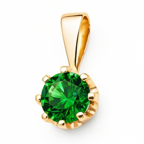 Zawieszka zielony kamień w ośmiu łapkach złoto 585