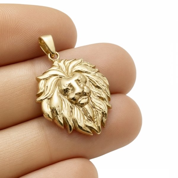 Wisior głowa LWA KUTY wybrany  złoto 585 