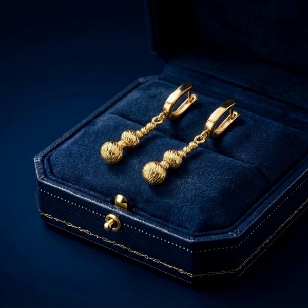 Kolczyki grawerowane kule złoto 585 