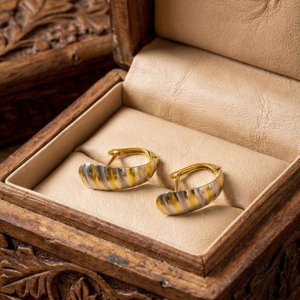 Kolczyki białe i żółte złoto 585 