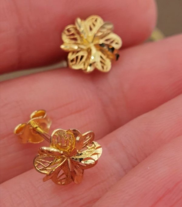  Kolczyki róża 3D sztyft II złoto585 