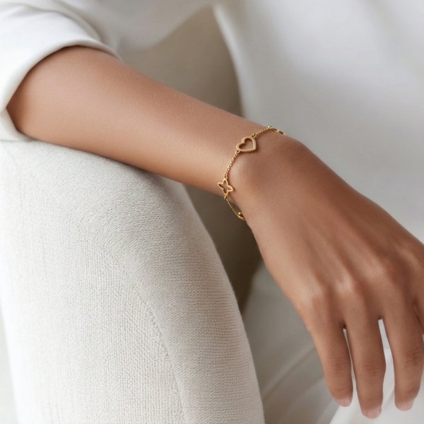 Bransoletka z motywem serca i koniczyny złoto 585 