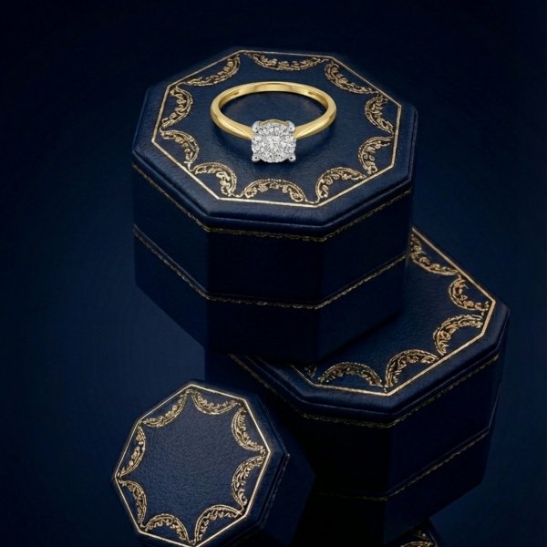 Pierścionek R. 12 diamenty naturalne złoto 585 