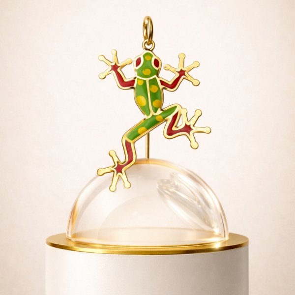Zawieszka żaba z emalią jubilerską złoto 585