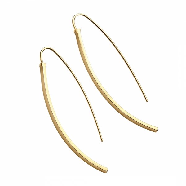 Kolczyki przewlekane sztywne szerokie sztaby złoto 585