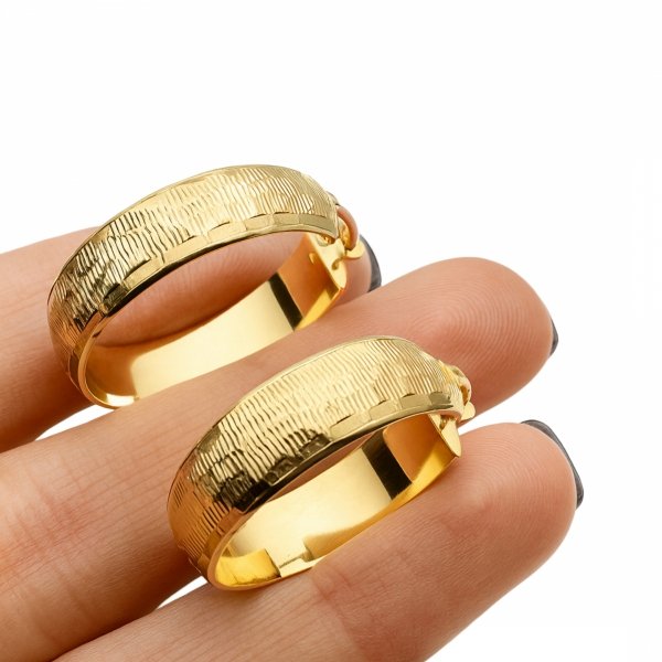 Kolczyki koła grawer połysk złoto 585