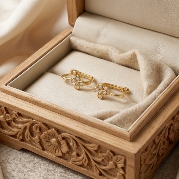 Kolczyki w kształcie koniczyny złoto 585