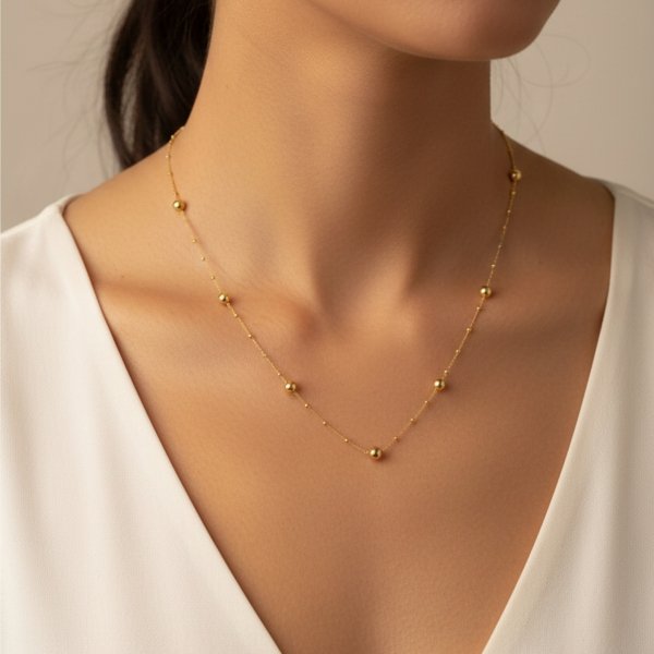 Naszyjnik kule duże małe  45cm złoto 585 