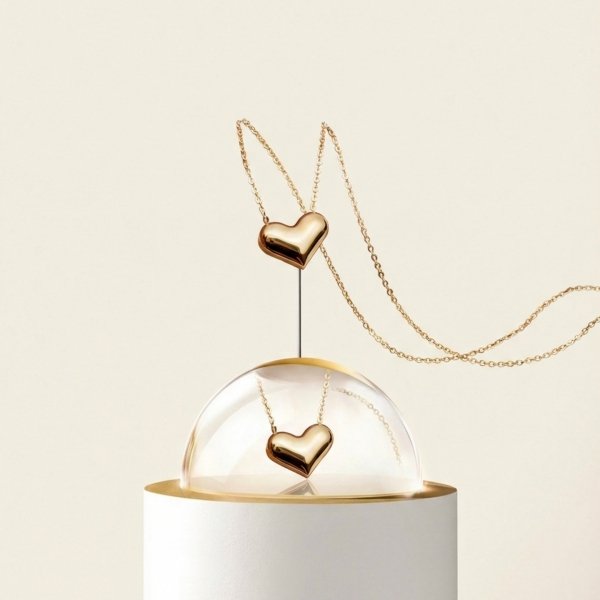 Naszyjnik pękate serce złoto 585